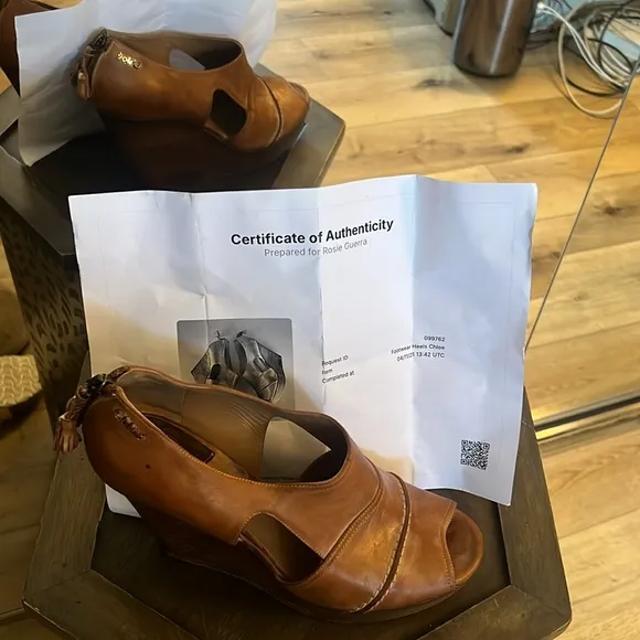 CHLOE, Tan Wedge Sandals, size 38 EU (7.5 US)