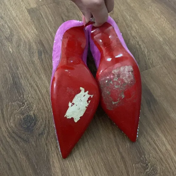 Christian Louboutin Pink Heels with Crystal Embellishments 37.5 stunning heels