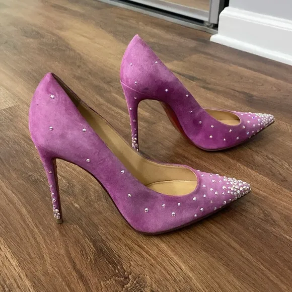 Christian Louboutin Pink Heels with Crystal Embellishments 37.5 stunning heels