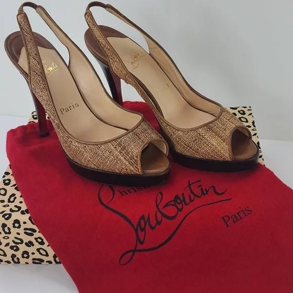 Christian  Louboutin Slingback Heels Brown Size 37.5EU