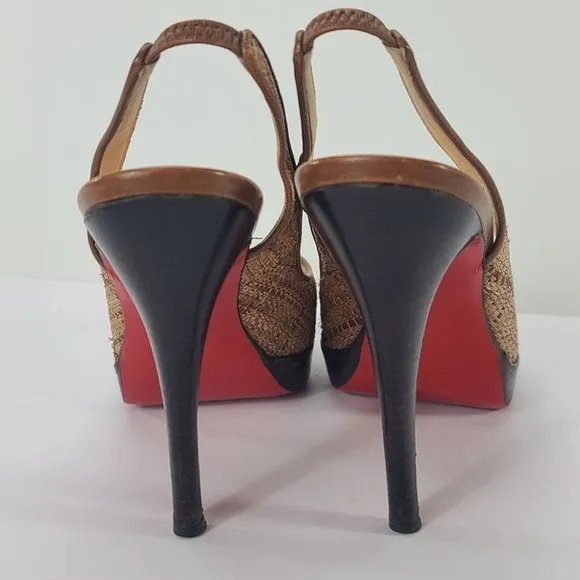 Christian  Louboutin Slingback Heels Brown Size 37.5EU