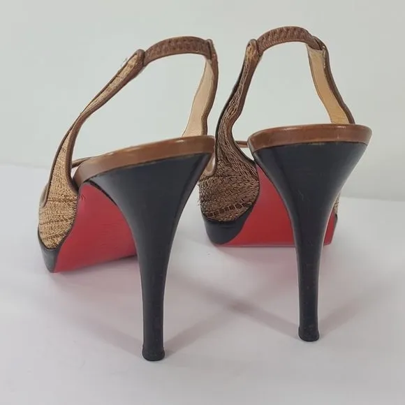 Christian  Louboutin Slingback Heels Brown Size 37.5EU
