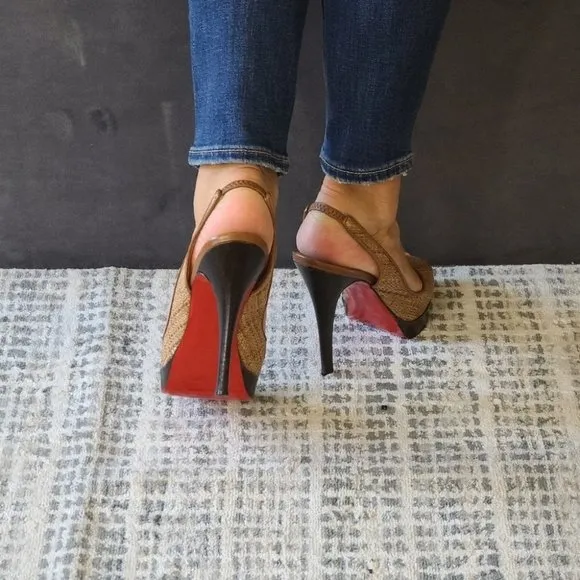 Christian  Louboutin Slingback Heels Brown Size 37.5EU