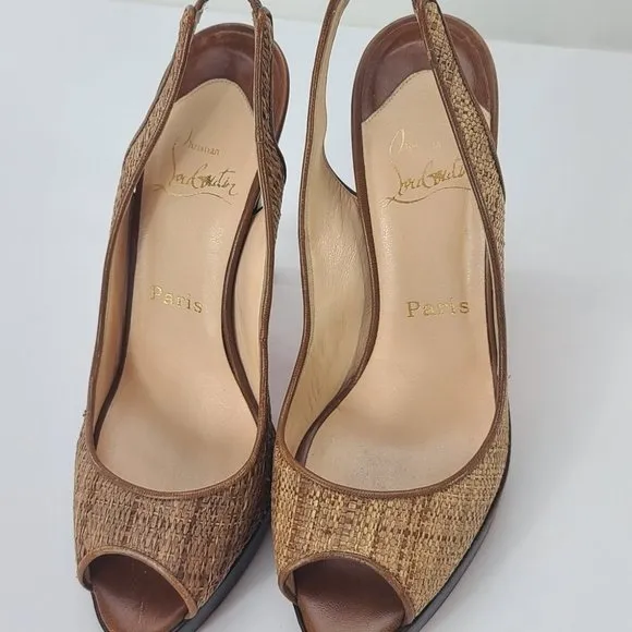 Christian  Louboutin Slingback Heels Brown Size 37.5EU
