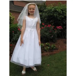 Cinderella White Embelished Sleeveless Communion or Flower Girl Dress Size 7