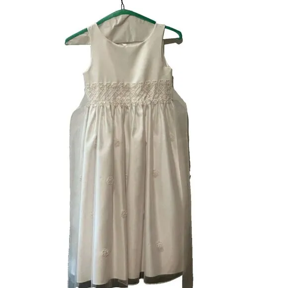 Cinderella White Embelished Sleeveless Communion or Flower Girl Dress Size 7