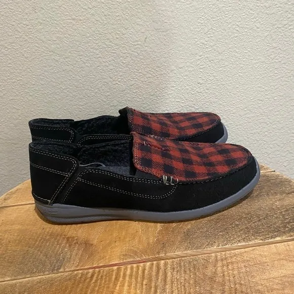 Clarks Mens Gorwin Slip On Buffalo Check Shoes size 8.5