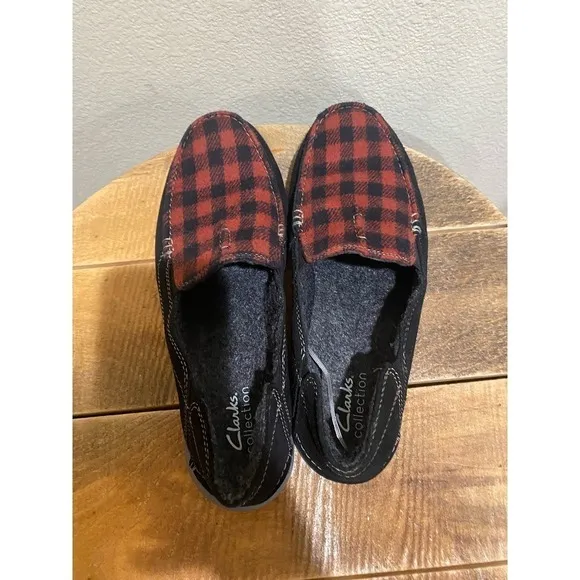 Clarks Mens Gorwin Slip On Buffalo Check Shoes size 8.5