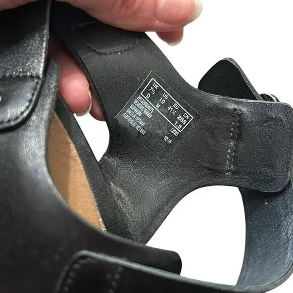 Clarks Shoes Women's Size 10 Black Ankle Strap Heels comfy- office- business