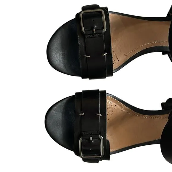 Clarks Shoes Women's Size 10 Black Ankle Strap Heels comfy- office- business
