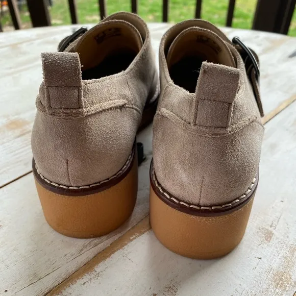 CLARKS suede Eden Mid Monk sand tan size 9 women’s NWOB preppy casual leather