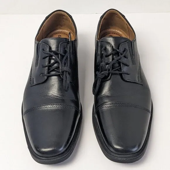 Clarks Tilden Cap Oxford Shoe, Black, Mens 7.5 M