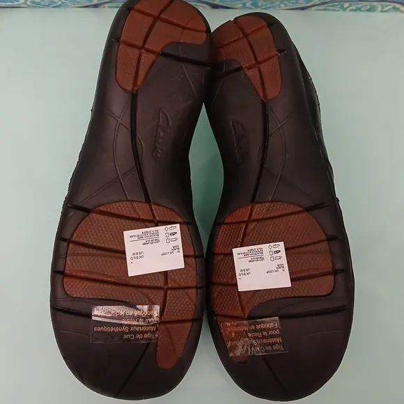 Clarks Unstructured Leather Slip-on Shoes - Un.Loop Women's Size 8