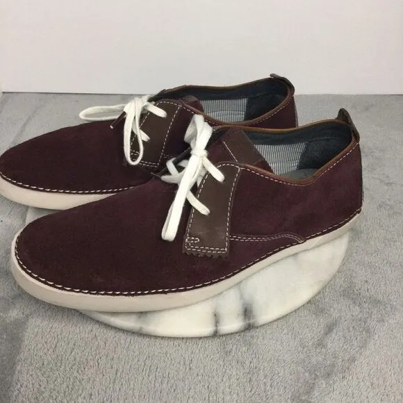 Clarks Weaver 26068077 Mens Burgundy‎ Suede Lace Ups Casual Shoes