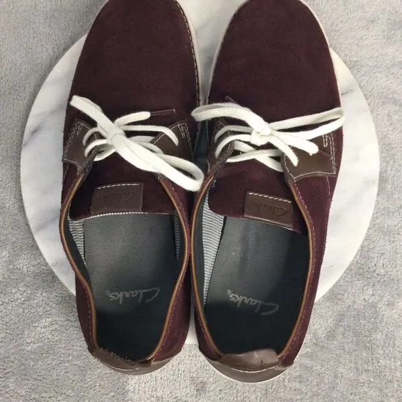 Clarks Weaver 26068077 Mens Burgundy‎ Suede Lace Ups Casual Shoes