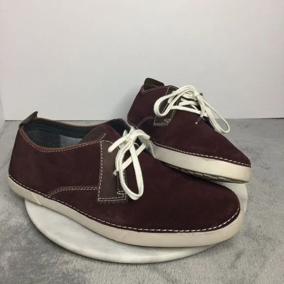 Clarks Weaver 26068077 Mens Burgundy‎ Suede Lace Ups Casual Shoes