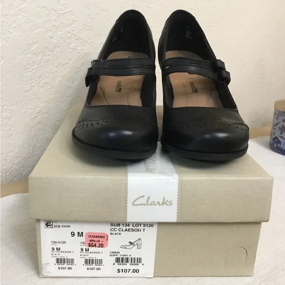 Clarks Women's Black Mary Jane Shoes Claeson dress pump size 9