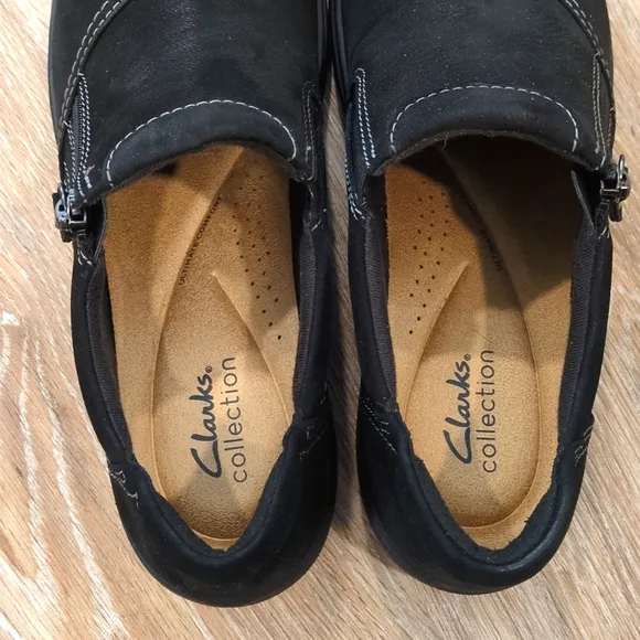 Clarks Women's Black Slip-On Leather Shoes Women's size 10 M