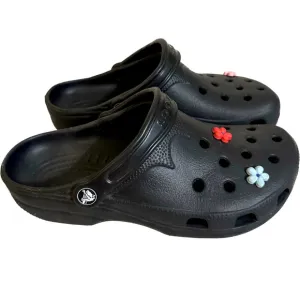 CLASSIC CROCS W/FLOWER JIBBITZ UNISEX SZ:M W(8-9)  M(6-7) Comfy Shoes w/Supt
