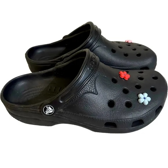 CLASSIC CROCS W/FLOWER JIBBITZ UNISEX SZ:M W(8-9)  M(6-7) Comfy Shoes w/Supt