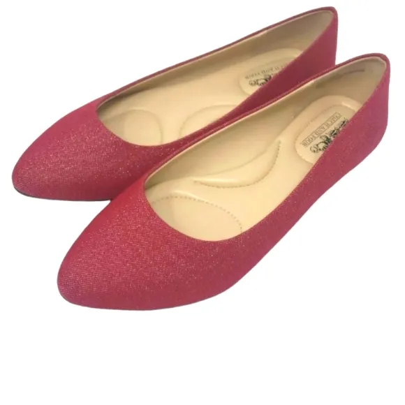 Coach and Four Melina Shimmery Ballet Flats Shoes Cushioned Red Size 10