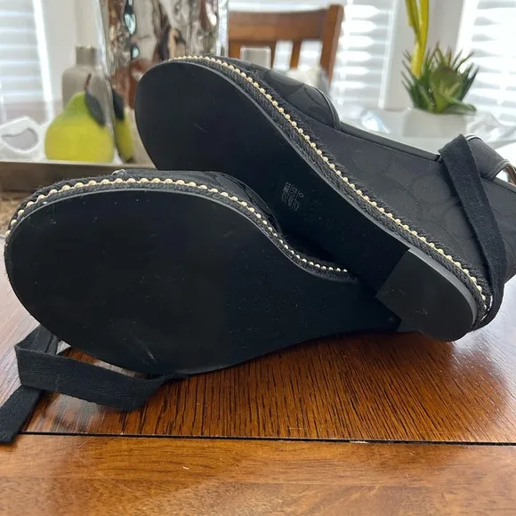 Coach Black Patrice Espadrille  Wedge Sandals Size 8.5