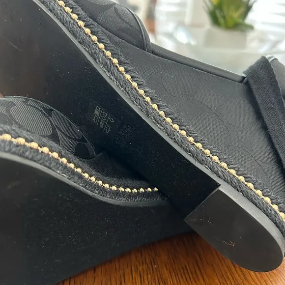 Coach Black Patrice Espadrille  Wedge Sandals Size 8.5