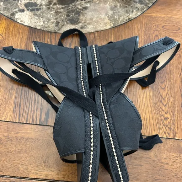 Coach Black Patrice Espadrille  Wedge Sandals Size 8.5