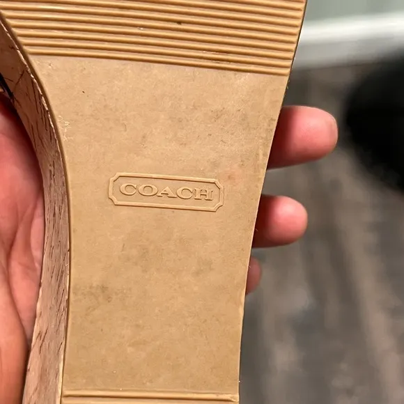 Coach Brown Leather Wedge Sandals 9.5