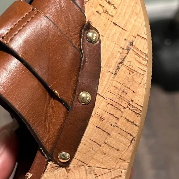 Coach Brown Leather Wedge Sandals 9.5