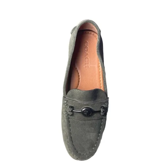 Coach Crosby Olive Green Suede Driving Shoes Loafers Size 7B