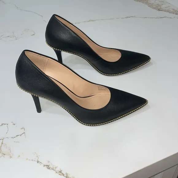 Coach Samantha Black and Gold Heels | 9
