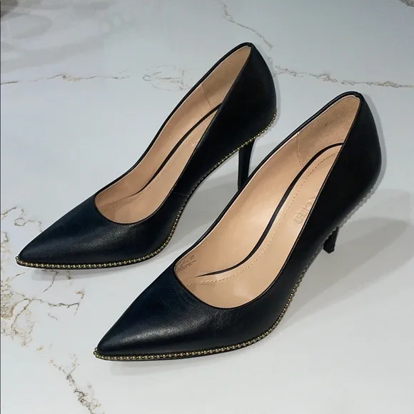 Coach Samantha Black and Gold Heels | 9