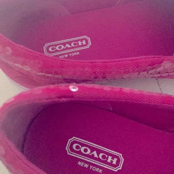 Coach Slip on Sneakers New York Womens Kivy Shoes Pink Sequin -Size 7