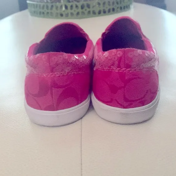 Coach Slip on Sneakers New York Womens Kivy Shoes Pink Sequin -Size 7