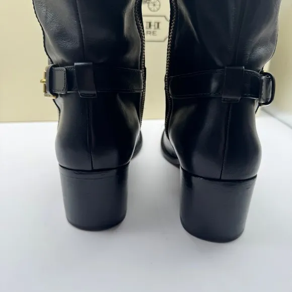 Coach Stacy Leather Riding Boots Block Heel Knee High Black Sz 7.5 Equestrian