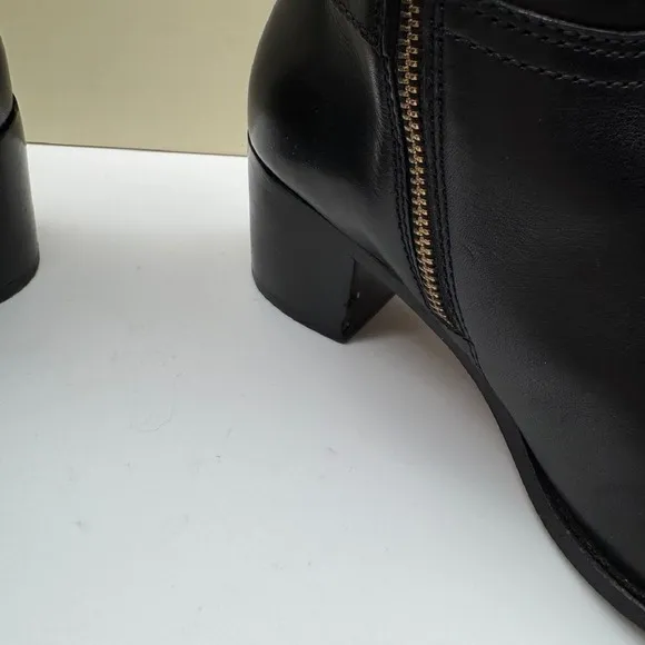 Coach Stacy Leather Riding Boots Block Heel Knee High Black Sz 7.5 Equestrian