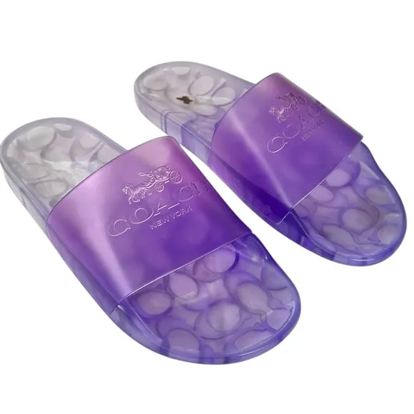 COACH Women's Ulyssa Jelly Pool Slides Purple Size 6