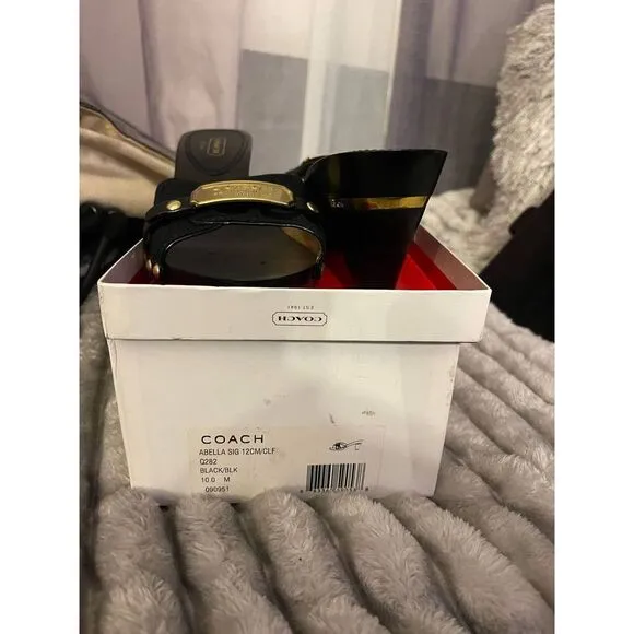 Coach abella slides/shoes/heels sz 10 black/gold