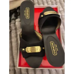 Coach abella slides/shoes/heels sz 10 black/gold