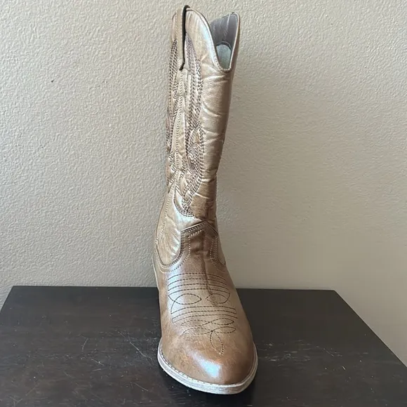 Coconuts Womens Gaucho Brown Tan Cowboy, Western Boots New
