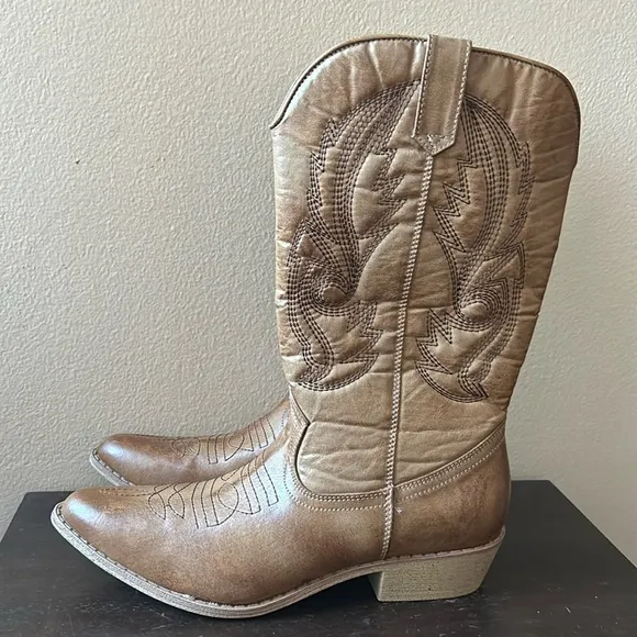 Coconuts Womens Gaucho Brown Tan Cowboy, Western Boots New