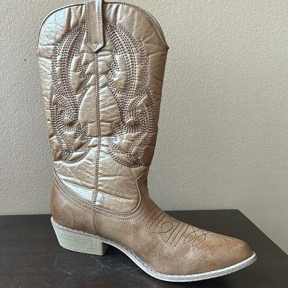 Coconuts Womens Gaucho Brown Tan Cowboy, Western Boots New