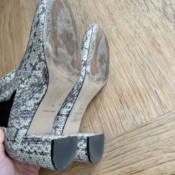 COLE HAAN $220 Nitasha Python Snakeskin Print Ankle Boots, Leather Booties SZ 9B