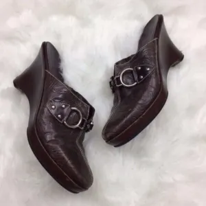Cole Haan 8 Womens Brown Leather Embossed Western Slip-on Clogs