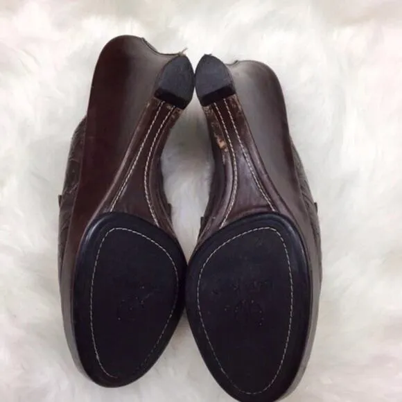 Cole Haan 8 Womens Brown Leather Embossed Western Slip-on Clogs