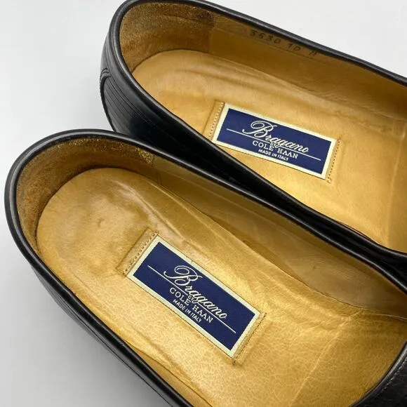 Cole Haan Bragano Kiltie Tassel Loafer Mens 10 M Black Leather Dress Shoes Italy
