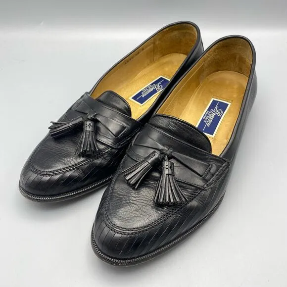 Cole Haan Bragano Kiltie Tassel Loafer Mens 10 M Black Leather Dress Shoes Italy