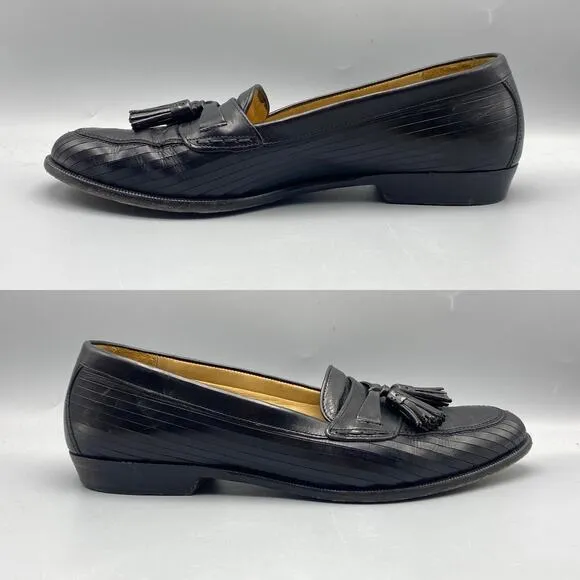 Cole Haan Bragano Kiltie Tassel Loafer Mens 10 M Black Leather Dress Shoes Italy