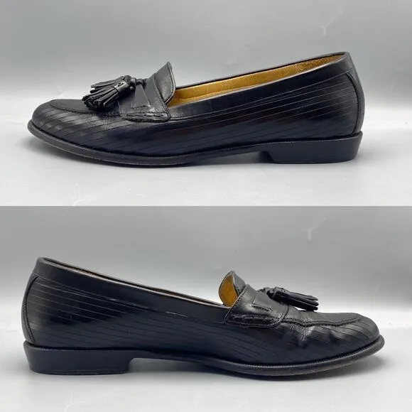 Cole Haan Bragano Kiltie Tassel Loafer Mens 10 M Black Leather Dress Shoes Italy